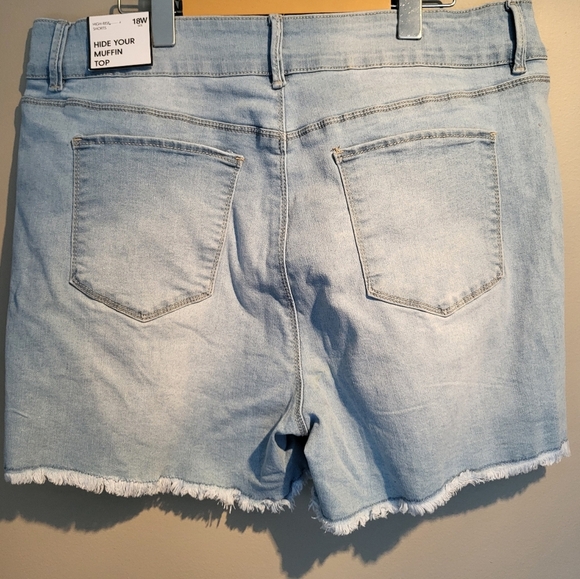 NEW Light Blue Distressed Denim Shorts - Picture 2 of 5
